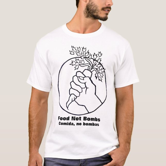 a comida não bombardeia o t-shirt do branco 2 (Frente)