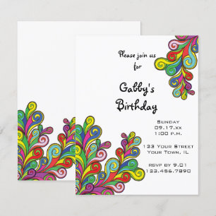 A cor acena o convite de aniversário