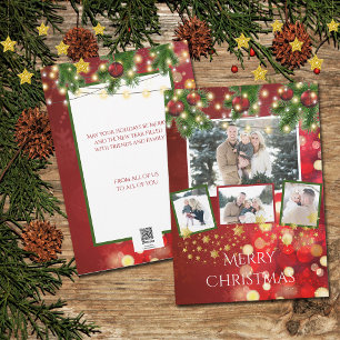 A Corda de Cartões de Natal Fotografa Luzes Doura