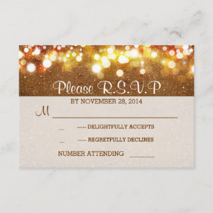 a corda dourada do brilho ilumina RSVP wedding