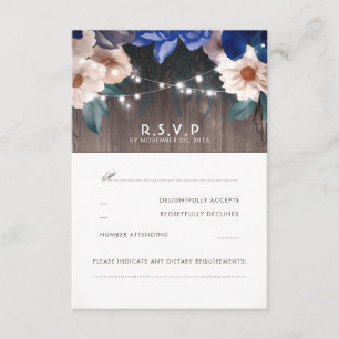 A corda floral rústica ilumina RSVP Wedding azul