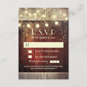 A corda rústica do país ilumina cartões wedding de