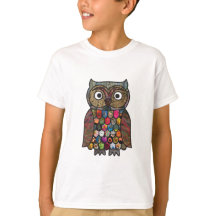 A coruja dos retalhos caçoa o t-shirt