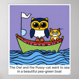 A coruja e o gatinho foram para o mar - Impressão