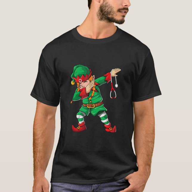 A Dabbing Elf Garota Camisa De Natal As Mulheres (Frente)