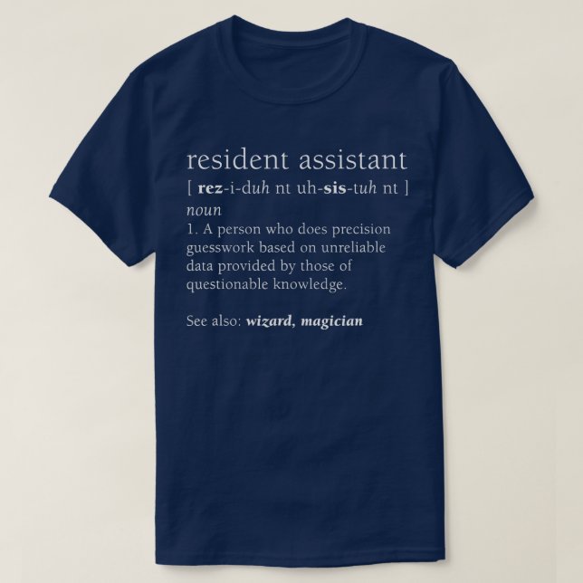 A definição do Assistente Residente Camisa Engraça (Frente do Design)