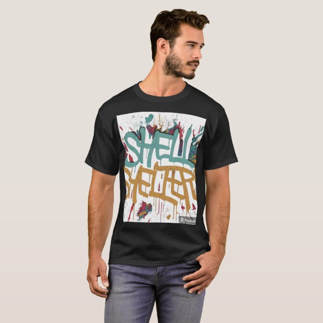 **A design de t-shirt contém a frase "Shell Sh (Frente Completa)