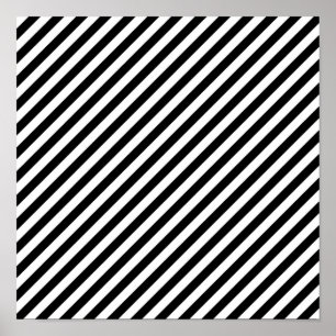 A diagonal preto e branco listra o poster 12x12