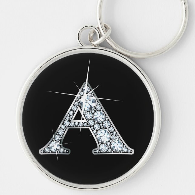 "A" Diamond Bling Impressão Chaveiro (Frente)
