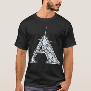 "A" Diamond Bling Impressão T-Shirt