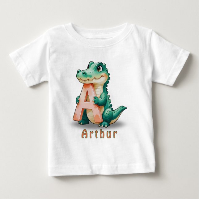 A é de Jacaré – Camiseta de Bebê Personalizada com (Frente)