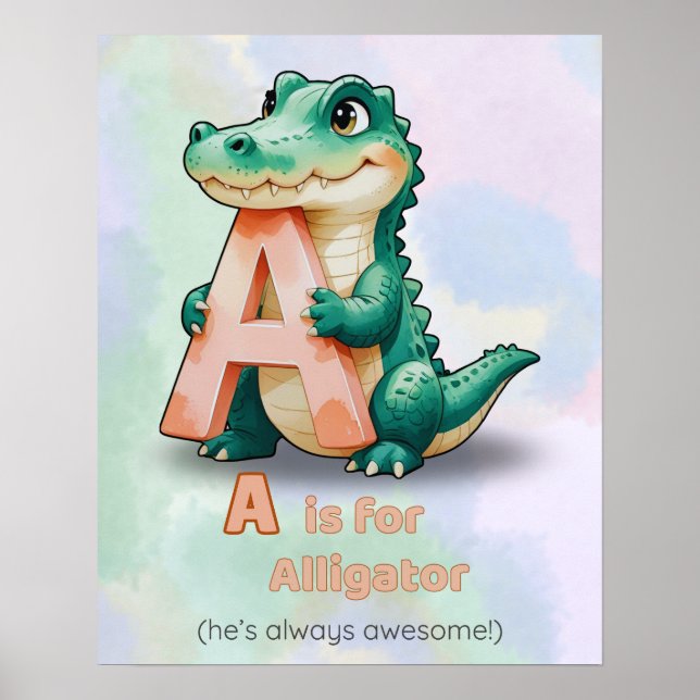A é for Alligator - Kids Poster (Digital) (Frente)