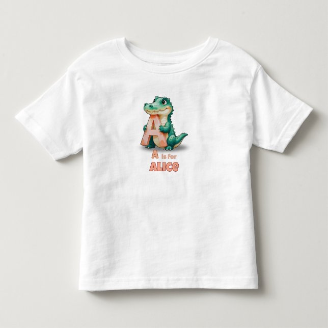 A é para Alice - Camiseta Personalizada para Crian (Frente)