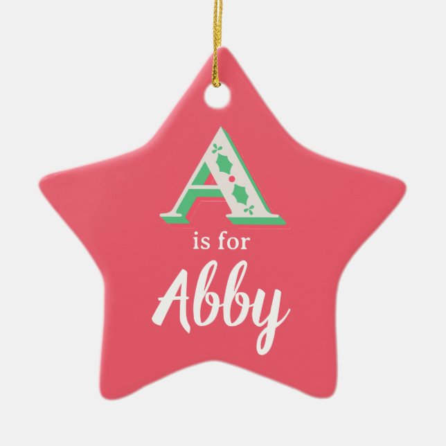 A é para enfeite de Natal Abby Personalizado Nome  (Frente)
