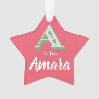 A é para o enfeite de Natal Amara Personalizado No