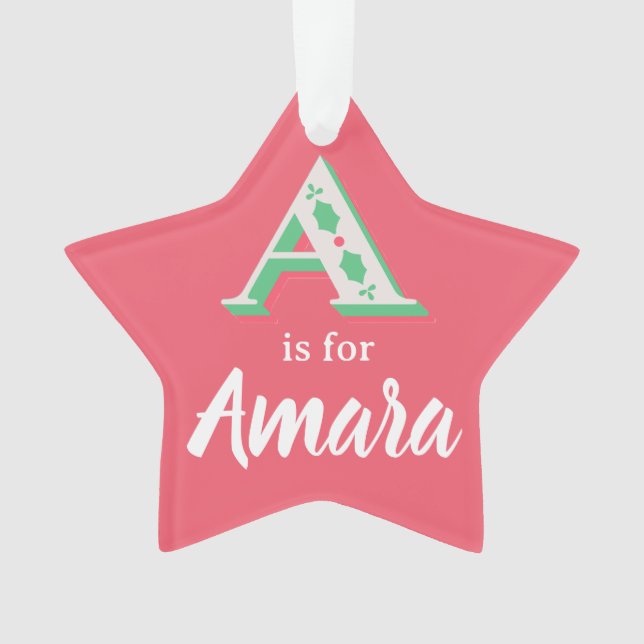 A é para o enfeite de Natal Amara Personalizado No (Frente)