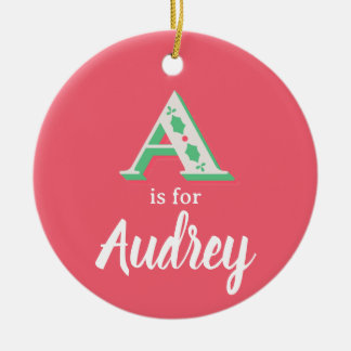 A é para o enfeite de Natal Audrey Personalizado c