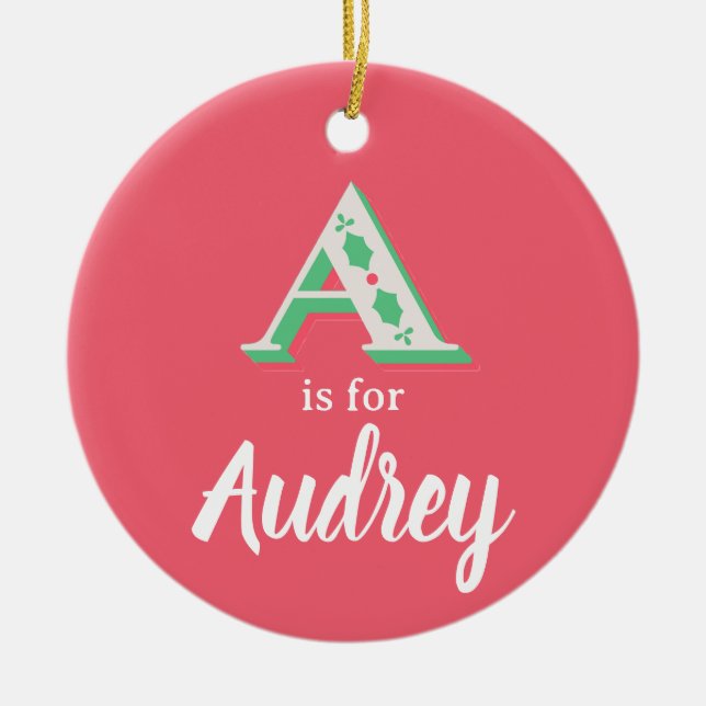 A é para o enfeite de Natal Audrey Personalizado c (Frente)