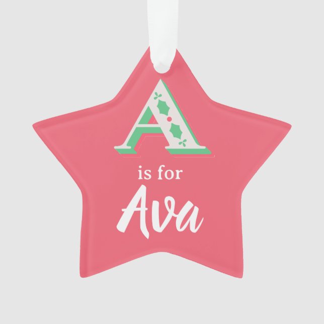 A é para o enfeite de Natal personalizado A Nome  (Frente)