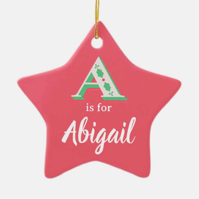 A é para o enfeite de Natal personalizado Abigail  (Frente)