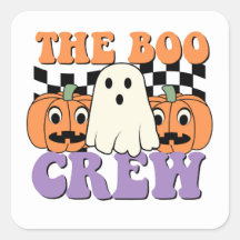 A Equipe Boo Adesivo Quadrado Fofo de Halloween