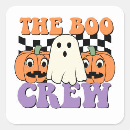 A Equipe Boo Adesivo Quadrado Fofo de Halloween