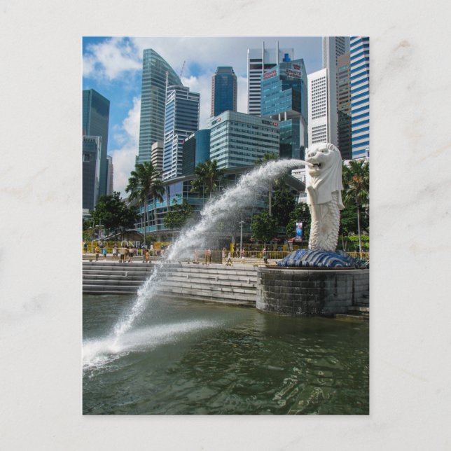 A Estátua do Merlion, Singapura - Cartão Postal (Frente)