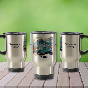 A estrada aberta chama a Caneca de viagem