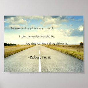 A estrada de Robert Frost viajou menos poster das