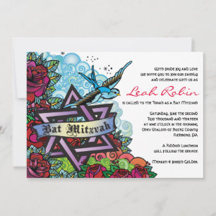 A ESTRELA BLUEBIRD DE DAVID Bat Mitzvah Convite