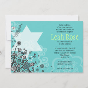 A ESTRELA FLORESCE o bastão o convite de Mitzvah