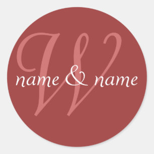 A etiqueta do monograma de "W", personaliza nomes