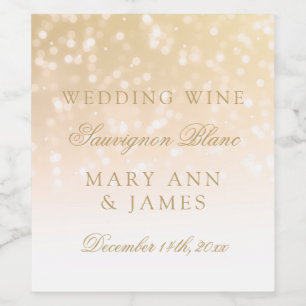 A etiqueta do vinho do casamento cora luzes