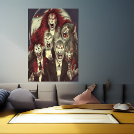 A família dos lobisomens | AI Art Poster