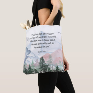 A Fé Pode Mover Montanhas Bíblia Verso Tote Bag