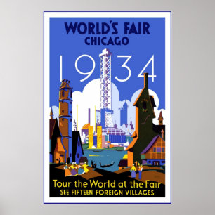 A feira de mundo 3 1934 de Chicago do poster das