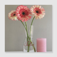 A Feliz Gerbera Rosa Flor Foto +Nome Personalizado