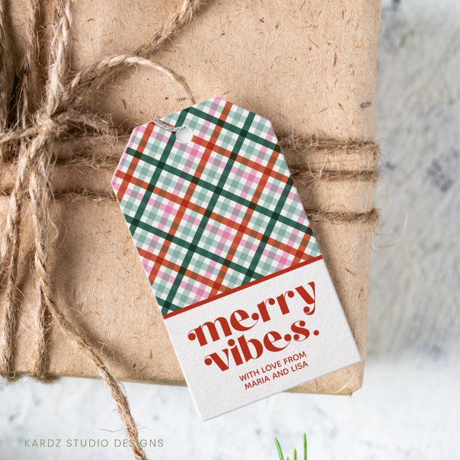 A Feliz Personalizada Víbe a etiqueta de presente  (Christmas gift tags, add your name and wish someone many merry vibes this holiday season.)