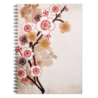 A flor de cerejeira do vintage floresce o caderno
