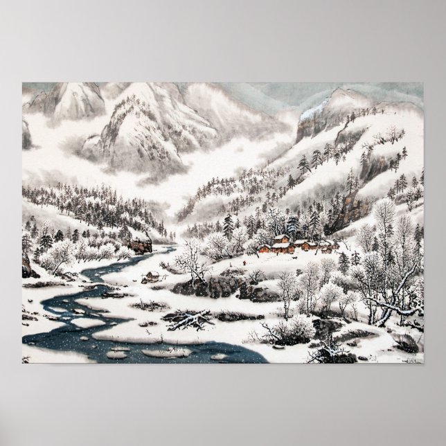A Floresta na Neve, Poster de Pintura Chinesa (Frente)