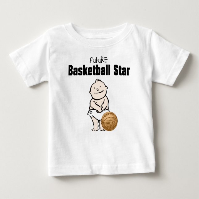 A futura camiseta do bebê estrela de basquete (Frente)