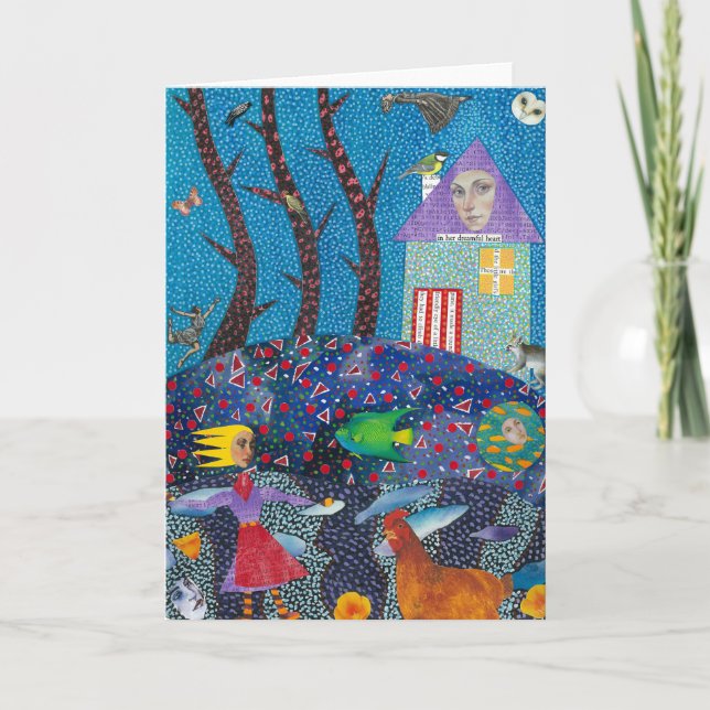 A garota e seu cartão de saudação de frango (Frente)