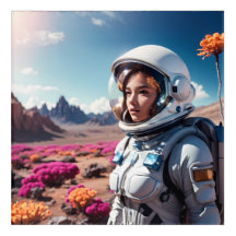 A garota espacial explora o planeta |