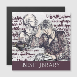 A garota lendo um livro de convite magnético