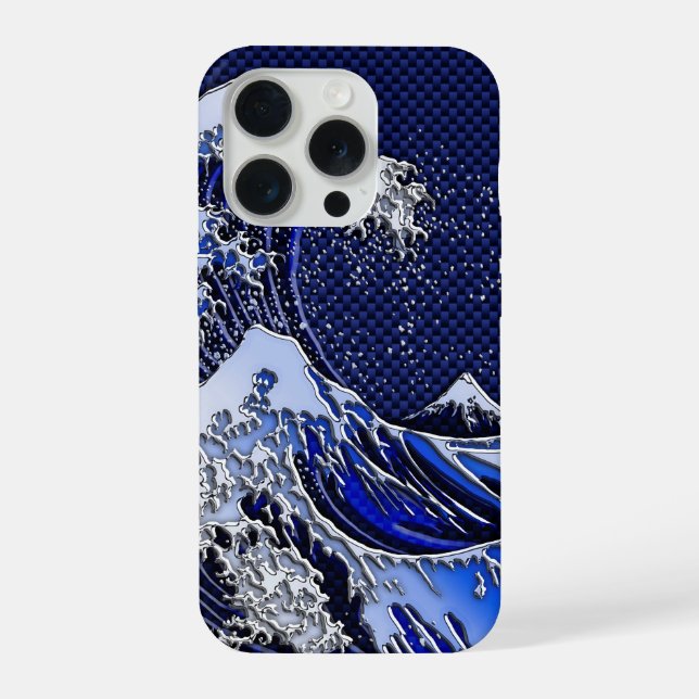 A Grande Onda Hokusai Estilo Cromo Carbono (Verso)