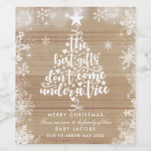 A gravidez da etiqueta do vinho do Natal revela o