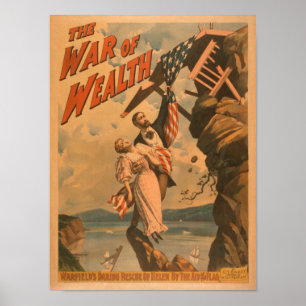 A guerra do poster teatral da riqueza