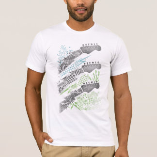 A guitarra abstrata dirige o t-shirt dos homens
