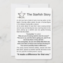 A história do Starfish. Poema de Starfish.