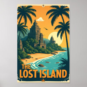 A Ilha Perdida - Poster de viagens Vintage Explore